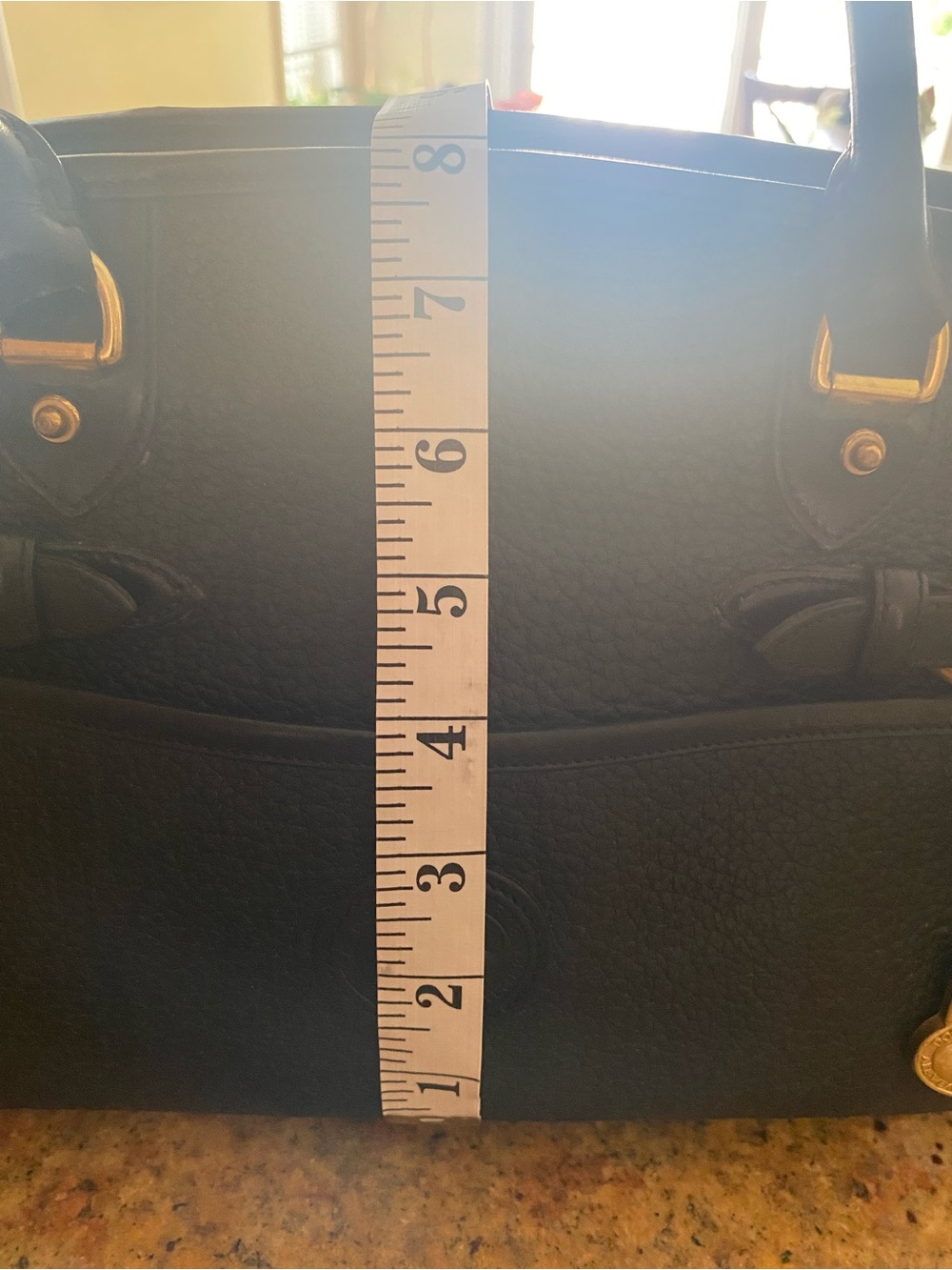 Dooney and Bourke classic Black Leather Tote Handbag with Gold Hardware - Picture 7 of 10
